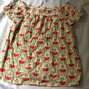 Off shoulder watermelon shirt